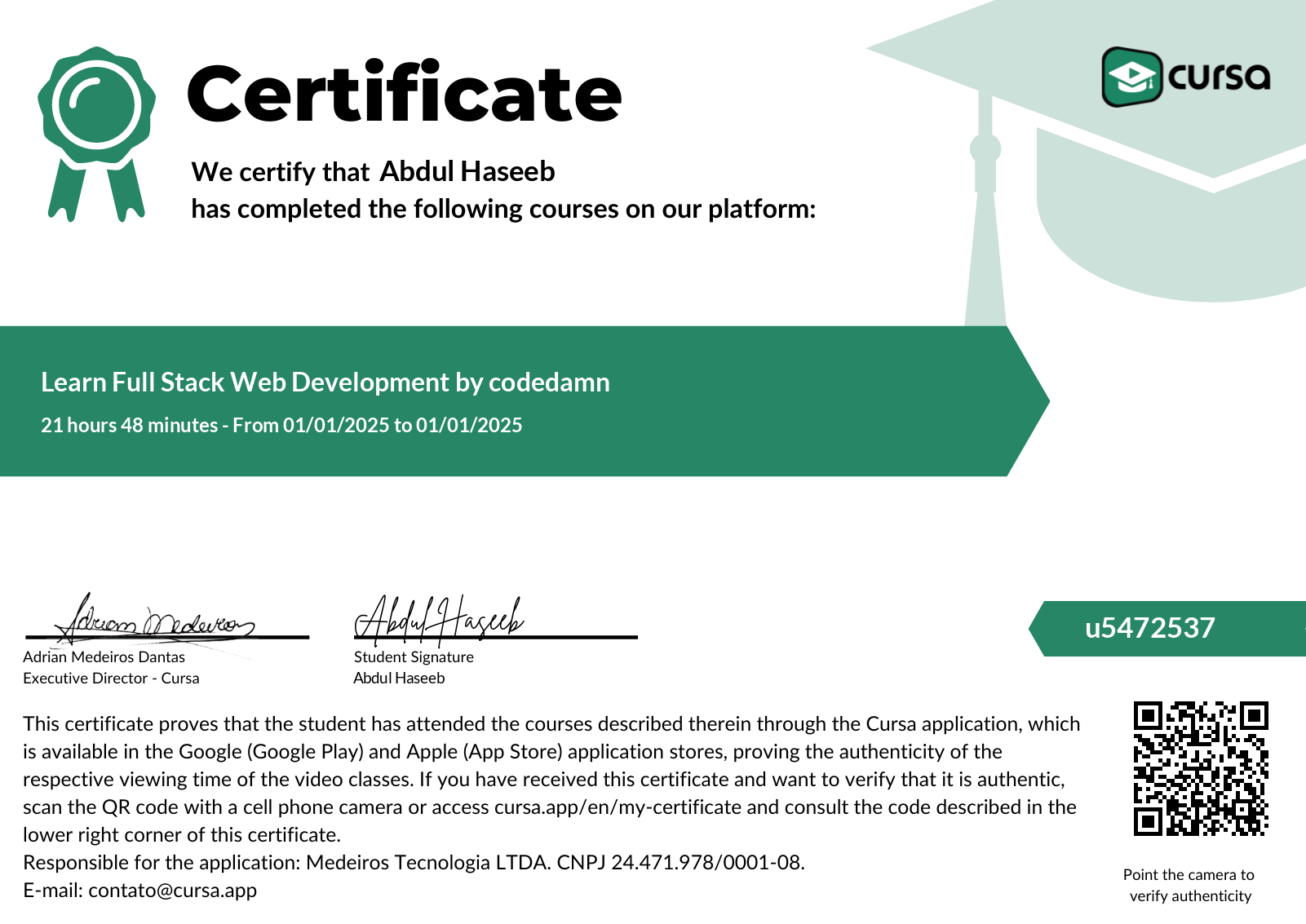 Fullstack Certificate