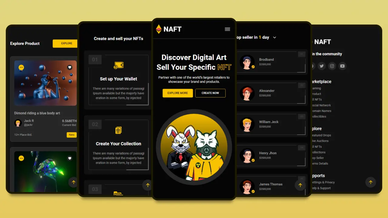 NFT Marketplace Web Design Preview - Crypto and Digital Assets