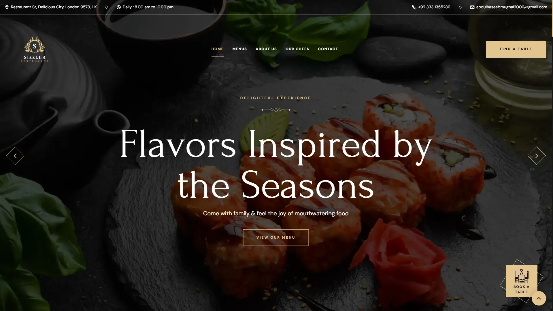 Sizzler Restaurant Website - Modern Food & Dining Experience